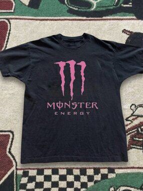 Vintage Y2K Monster Energy Pink Graphic T-Shirt Black Unisex
